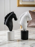 Set of 2 Modern Ribbed horse Sculpture