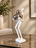 Modern Abstract Figure with Chrome Spheres