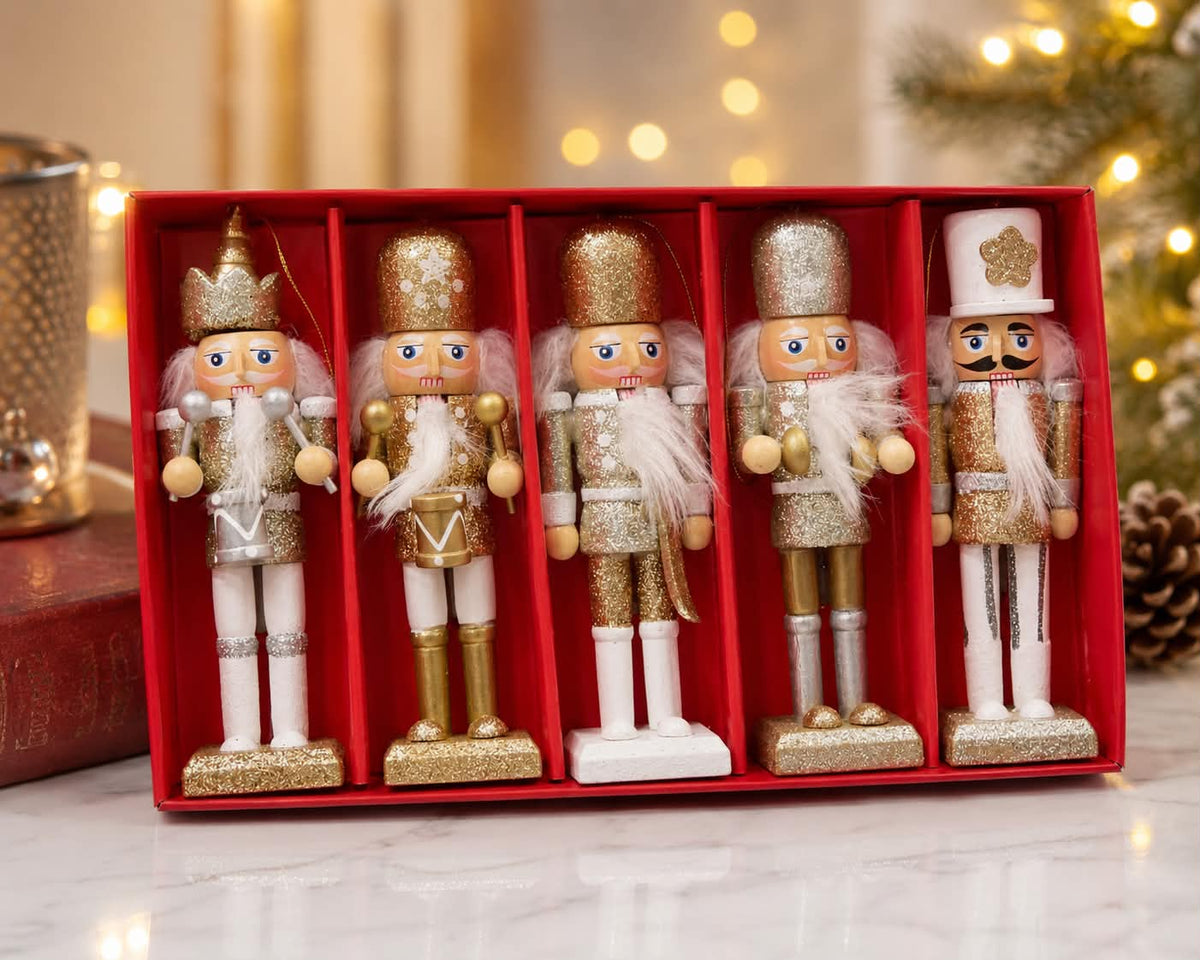 Golden Set of 5 Nutcrackers