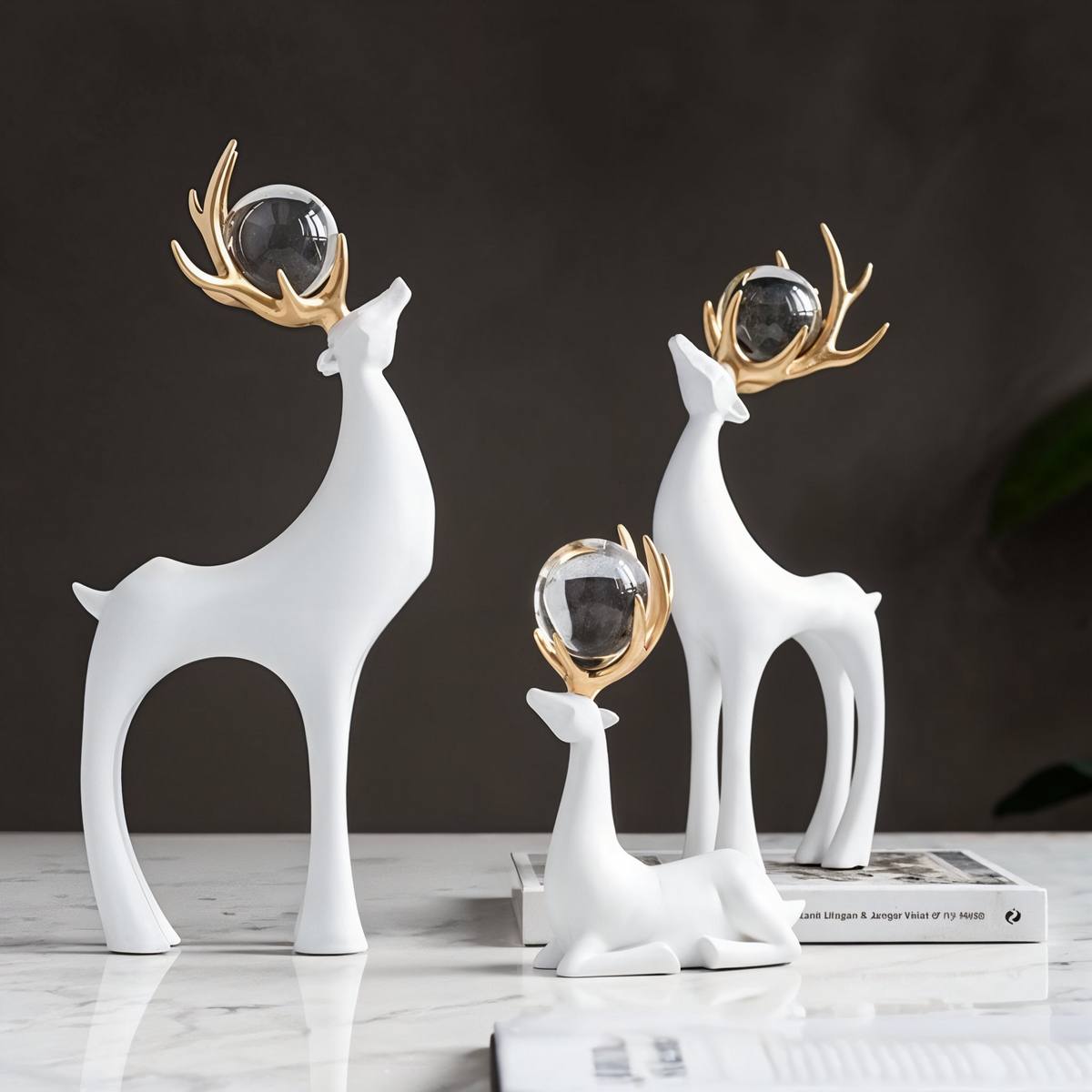 White Reindeer Sculptures