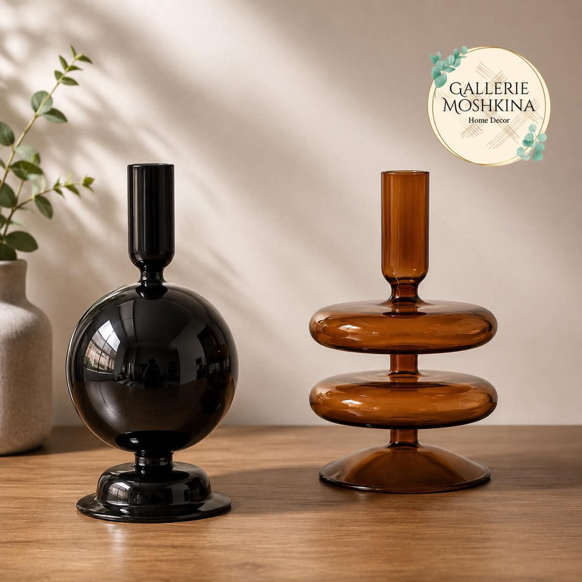 Glass Candleholder Set