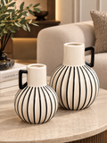 Set of Two Striped  Jug Vases