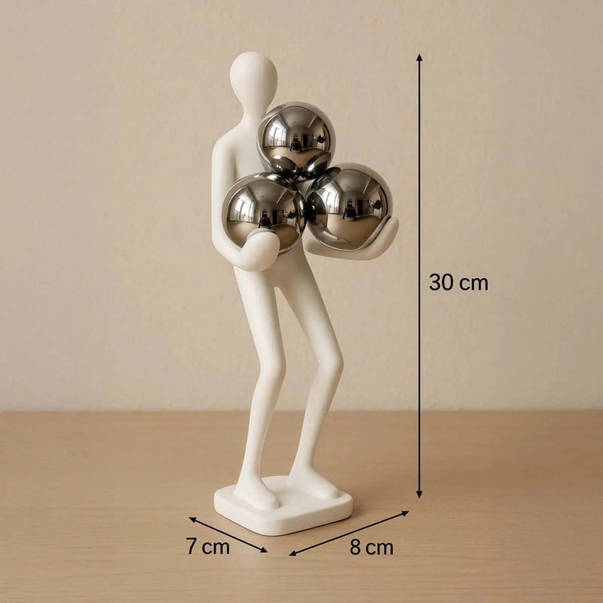 Modern Abstract Figure with Chrome Spheres