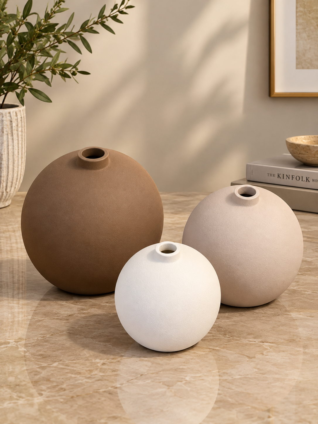 Set of 3 modern ceramic vases
