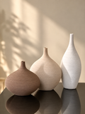 Modern Boho Ceramic Vase Trio Matte Textured Earthy