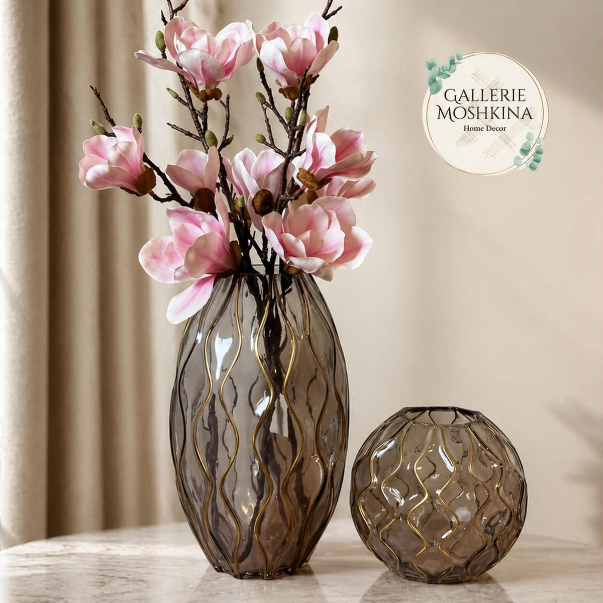 Sienna Wave Glass Vases