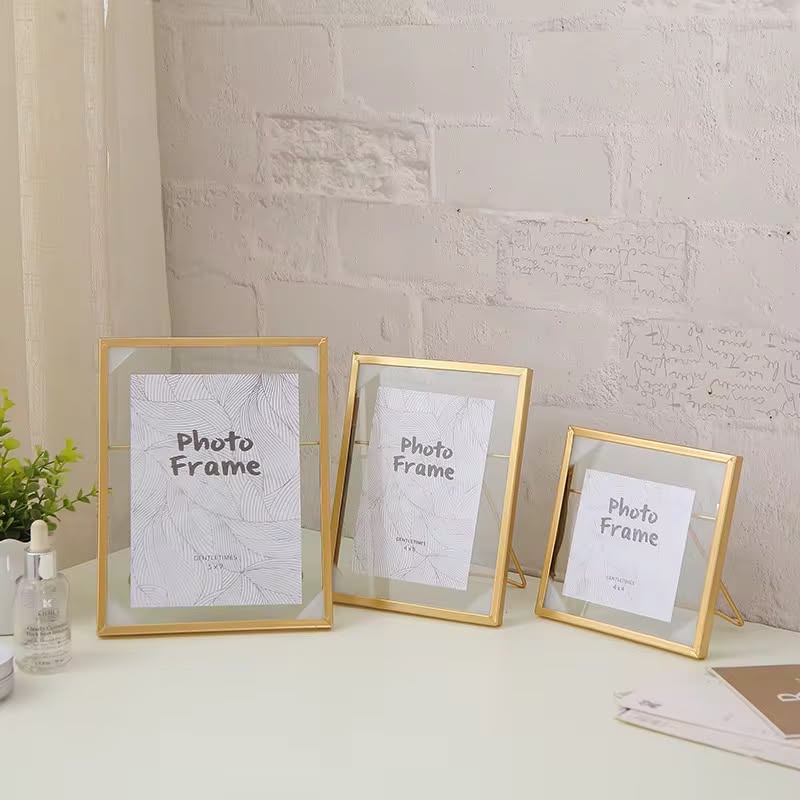 Set of 3 Gold Metal Picture Frames