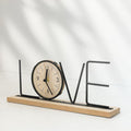LOVE Wood & Metal Desk Clock