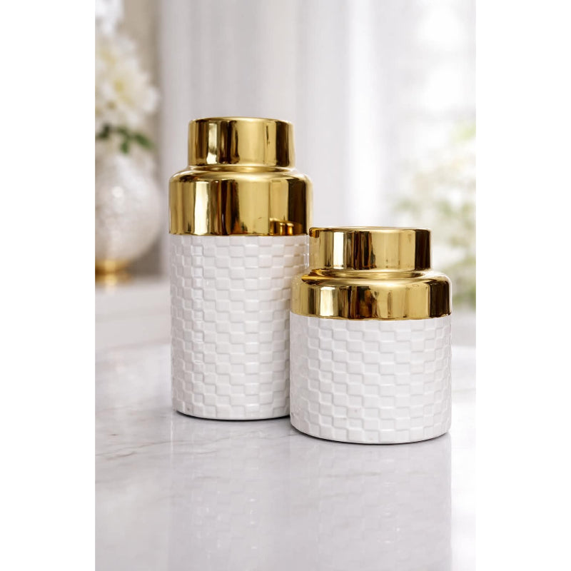 Golden Crown Vases – Set of 2