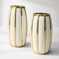 Gold Striped White Vases – Set of 2
